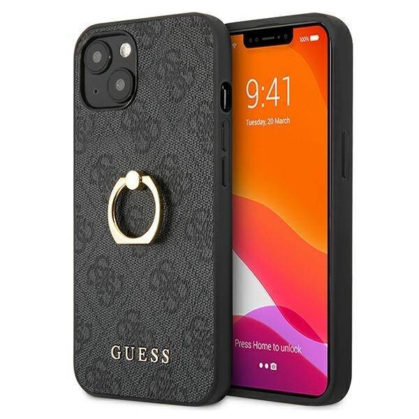 Hülle GUESS Apple iPhone 13 Mini 4G mit Ring Stand grau Hardcase