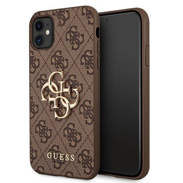 Hülle GUESS Apple iPhone 4G 11 Big Metall Logo Brown Hard