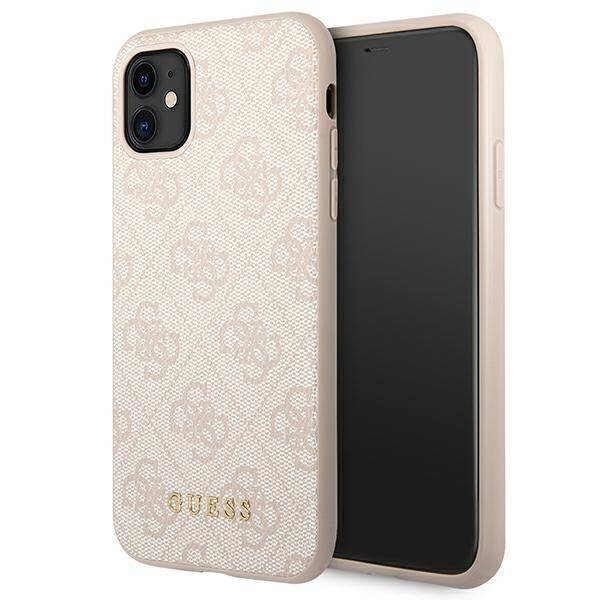 Hülle Guess GUHCN61G4GFPI iPhone 11 6.1" rosa/rosa hart case 4G Metall Gold Logo