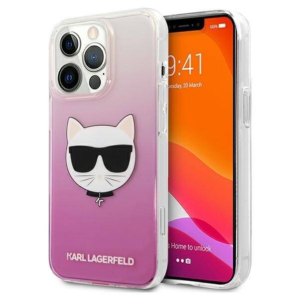 Hülle KARL LAGERFELD Apple iPhone 13 13 Pro Choupette Kopf Rosa Hardcase