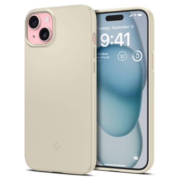 Hülle Spigen Thin Fit iPhone 15 Stummschaltung Beige