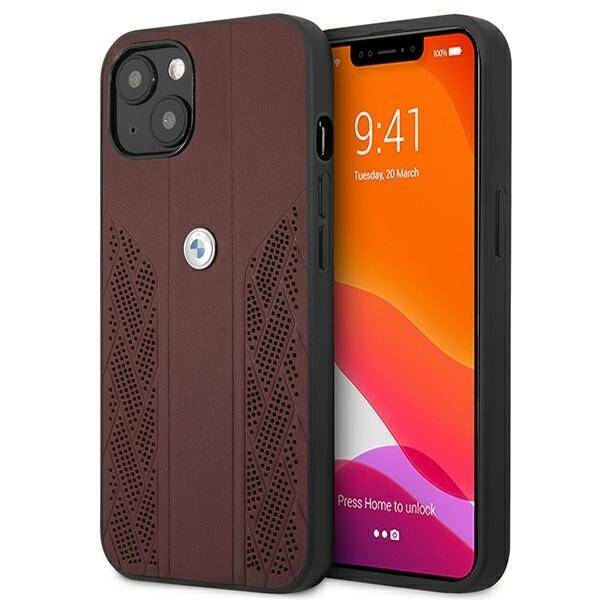 Hülle Tasche BMW BMHCP13MRSPPR iPhone 13 6.1" rot/rot Hartschale Leder Curve Perforate CASE