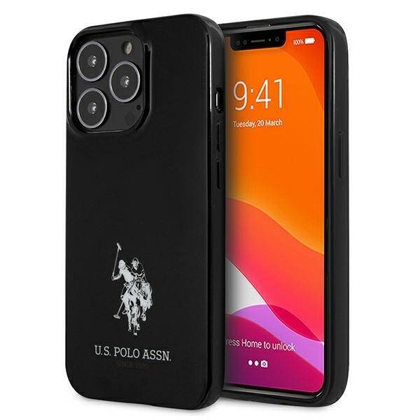 Hülle US POLO Apple iPhone 13 Pro Max Pferde Logo Tasche Schwarz Hardcase