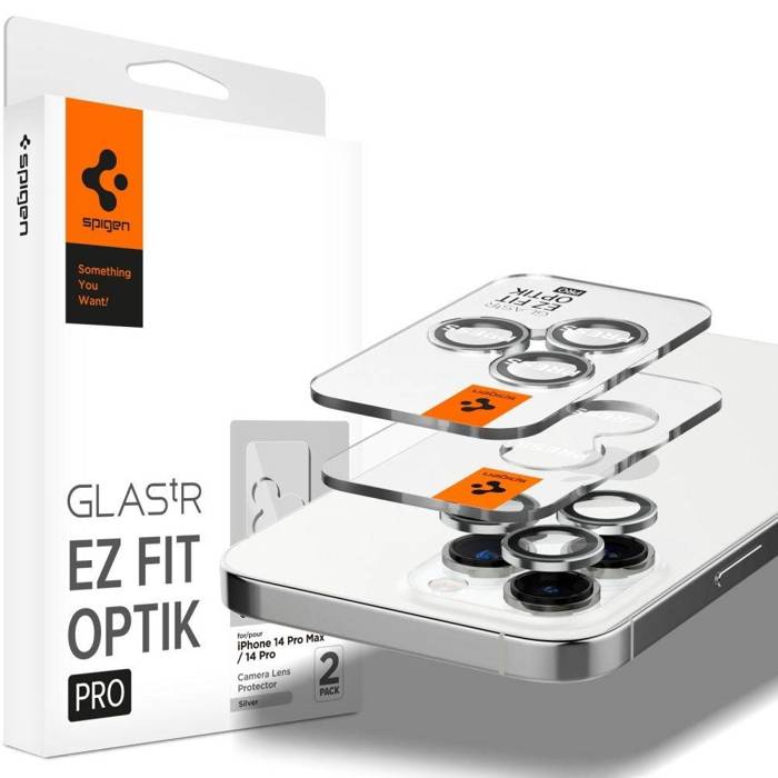 KAMERASCHUTZ Spigen OPTIK.TR "EZ FIT" KAMERASCHUTZ 2ER-PACK IPhone 14 PRO / 14 PRO MAX SILBER