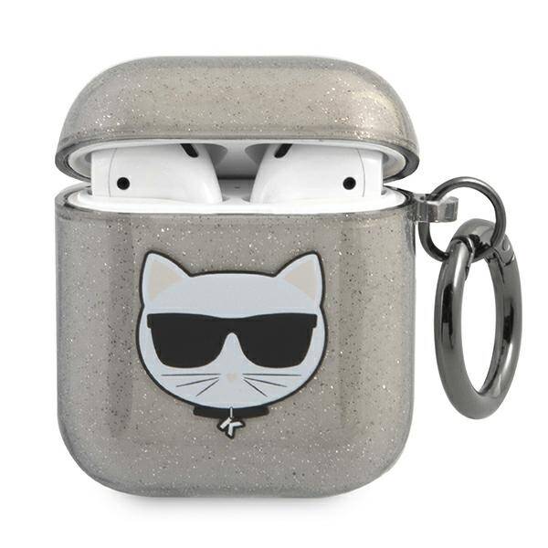 Karl Lagerfeld KLA2UCHGK AirPods Hülle schwarz / schwarz Glitter Choupette