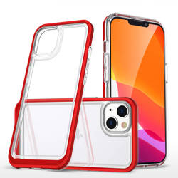 Klare 3in1 Hülle für iPhone 13 Mini Gel Cover mit Rahmen rot