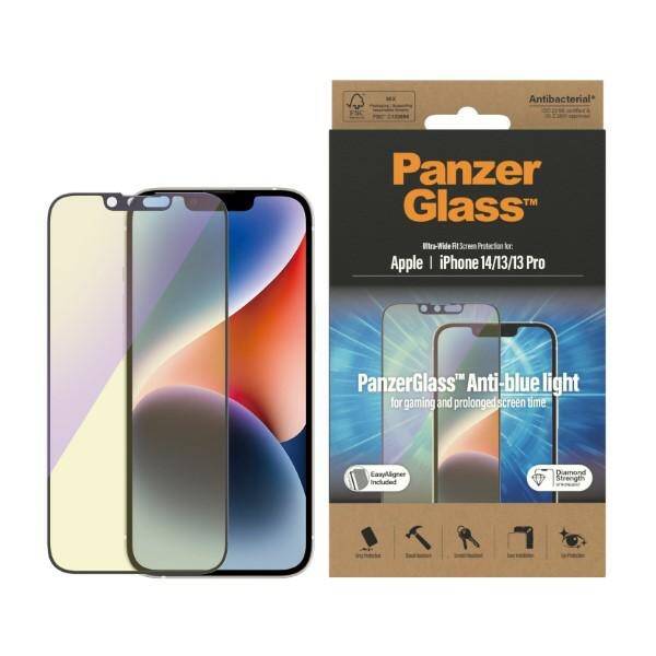 PanzerGlass Ultra-Wide Fit iPhone 14 / 13 Pro / 13 6.1" Bildschirm Schutz Antibakteriell Easy Aligner enthalten Anti-Blaulicht 2791