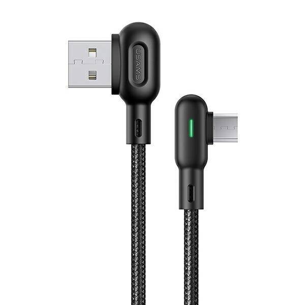 USAMS USB-A MicroUSB-Winkelkabel U57 1,2m 2A Schwarz