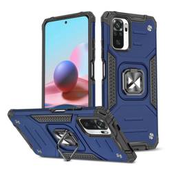 Wozinsky Ring Armor Tough Hybrid Case Cover + Magnethalterung für Xiaomi Redmi Note 10 / Redmi Note 10S blau