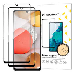 Wozinsky Set aus 2x Super Tough Full Glue Tempered Glass Vollbild mit Rahmenhülle für Samsung Galaxy A42 5G Schwarz