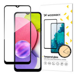 Wozinsky Super Durable Full Glue Tempered Glass Vollbild mit Rahmenhülle für Samsung Galaxy A03s Schwarz