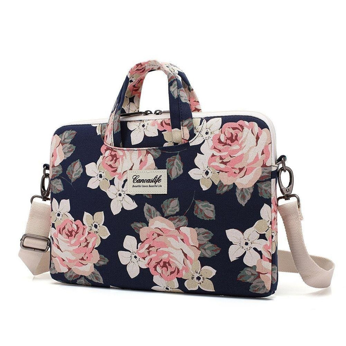 Briefcase CANVASLIFE Case Macbook Pro 15 Navy Navy Blue Rose Case