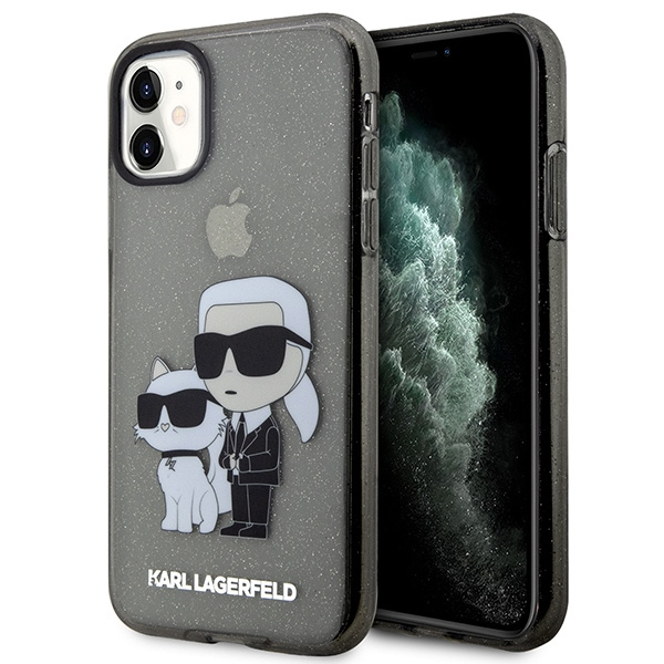 Coque Karl Lagerfeld iPhone 11 / Xr 6.1" noir/noircase Gliter Karl&Choupette