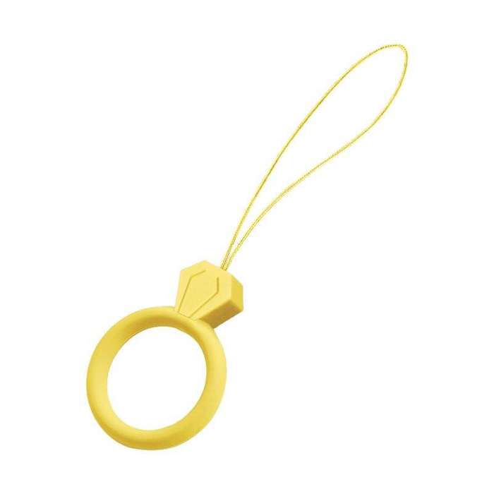 Silicone lanyard for the phone diamond ring pendant for a finger yellow