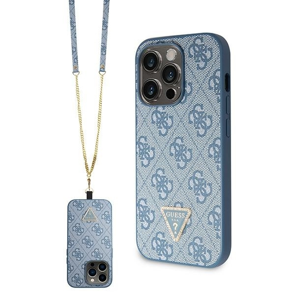 Case Guess GUHCP15LP4TDSCPB iPhone 15 Pro 6.1" blue/blue hardcase Crossbody 4G Metal Logo Case