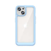 Custodia rinforzata per spazio esterno per iPhone 15 Plus con cornice flessibile - blu