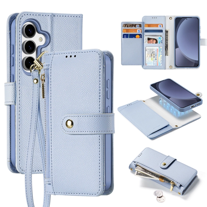 Dux Ducis Lawa Leather Case for Samsung Galaxy S25 with Detachable Magnetic Wallet - Blue