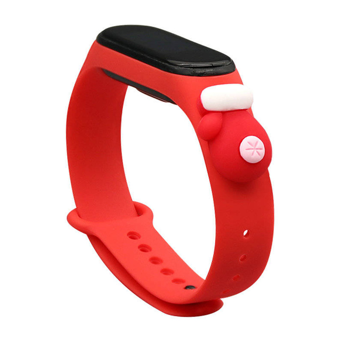 Strap Xmas band pour Xiaomi Mi Band 4 / Mi Band 3 festive silikonouveau bracelet bracelet rouge (gant)