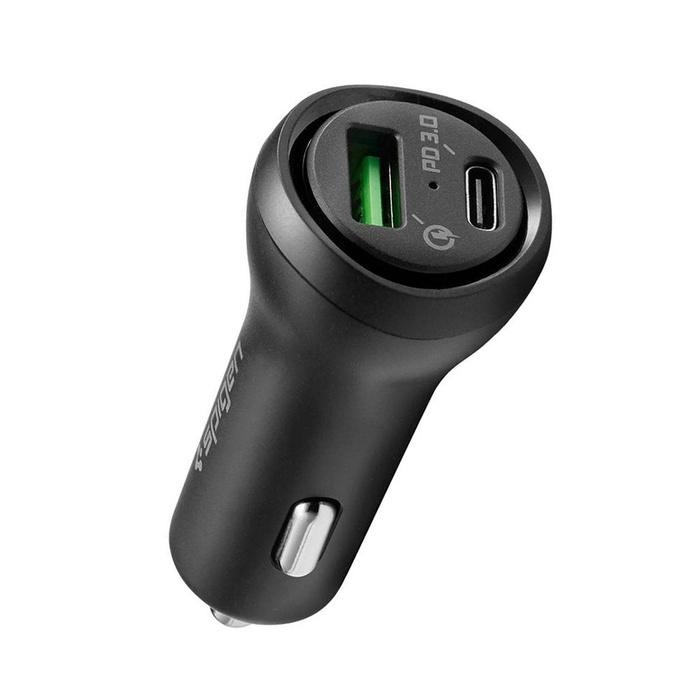 Spigen STEADIBOOST F31QC 2-PORT CAR CHARGER PD27W/QC3.0 BLACK