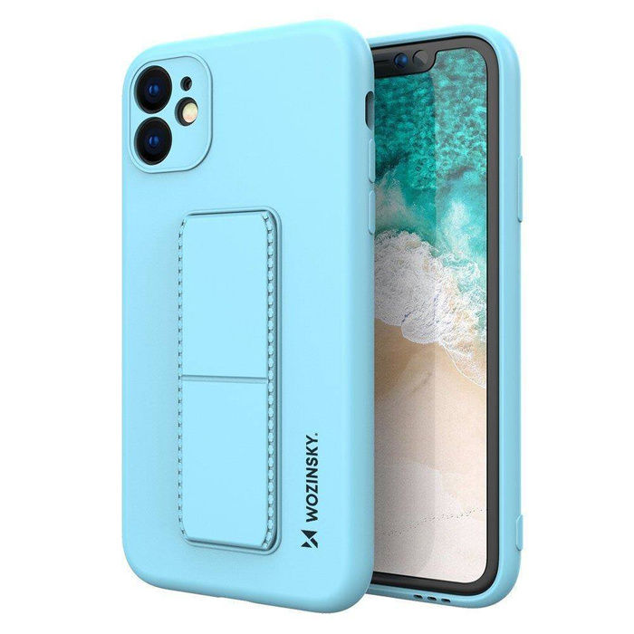 Wozinsky Kickstand Case Silicone Stand Cover for Samsung Galaxy A22 4G Light Blue