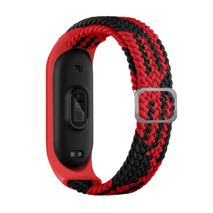 Látkový řemínek pro Xiaomi Mi Band 6 / 5 / 4 / 3 pletená látka řemínek náramek červený/černý