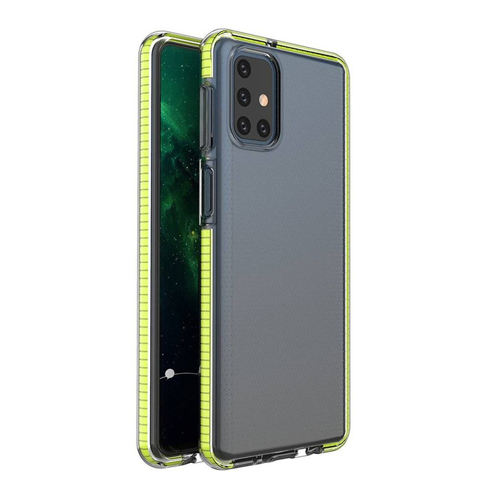 Pružinový Case gelový kryt pouzdro s barevným rámečkem pro Samsung Galaxy M51 žlutý