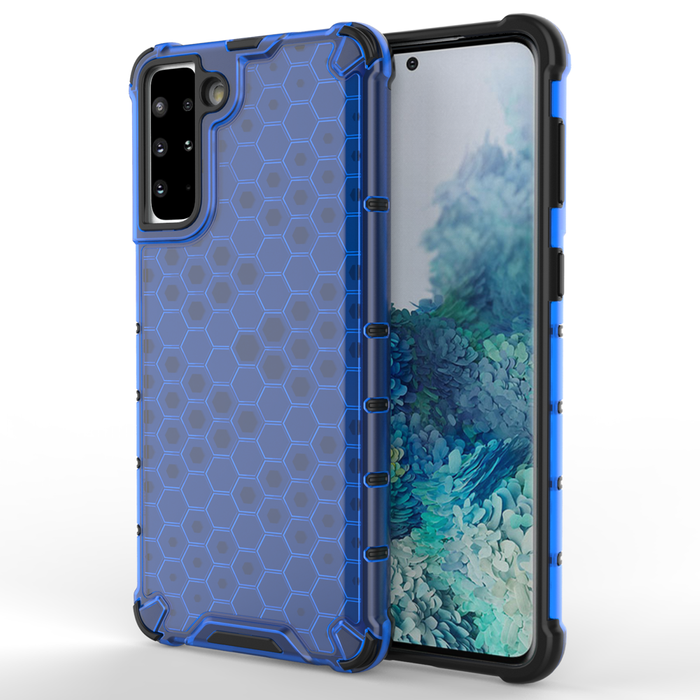 Honeycomb coque housse blindée avec cadre en gel Samsung Galaxy S21+ 5G (S21 Plus 5G) bleu