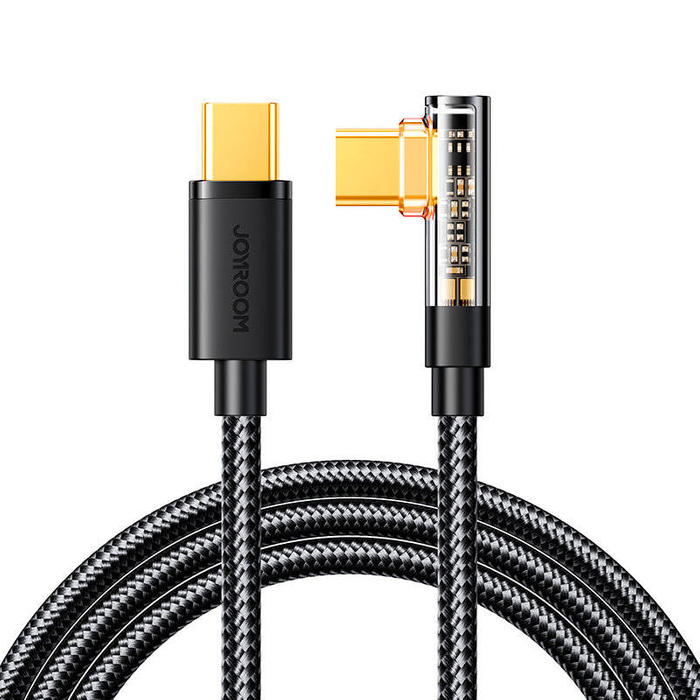 Joyroom USB C cable angled - USB C for fast charging and data transfer 100W 1.2 m black (S-CC100A6)