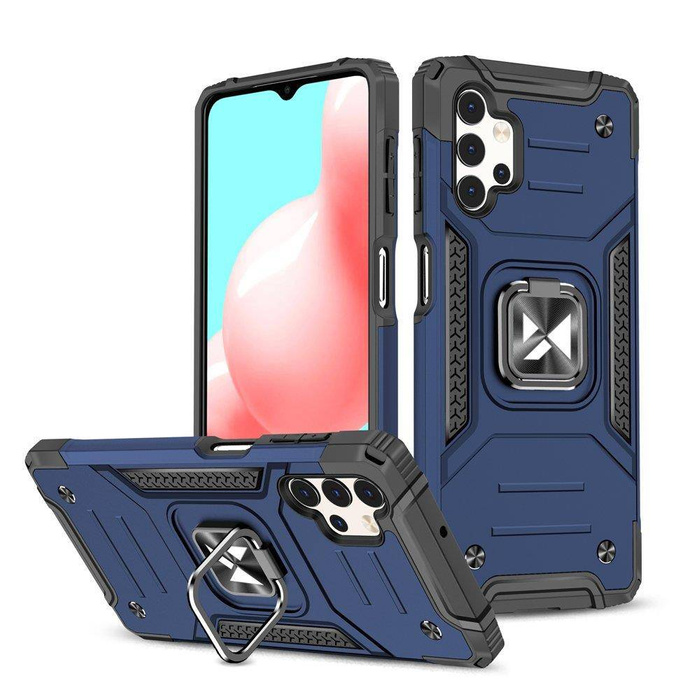 Wozinsky Ring Armor hybride blindé coque housse + magnetic support Samsung Galaxy A73 bleu