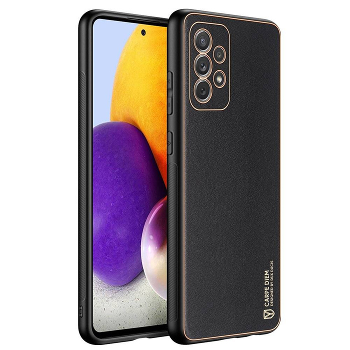 Elegante custodia Dux Ducis Yolo realizzata in morbido TPU e pelle PU per Samsung Galaxy A72 4G nera