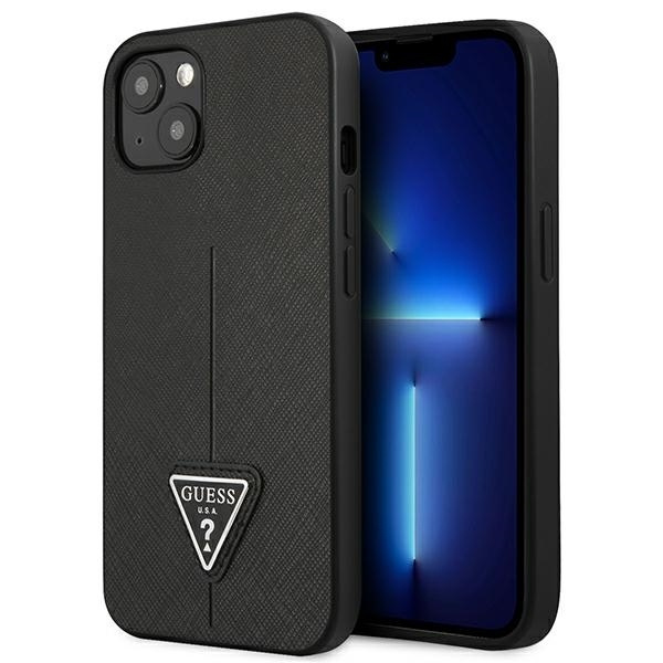 Case GUESS Apple iPhone 13 Mini SaffianoTriangle Logo Black Hardcase