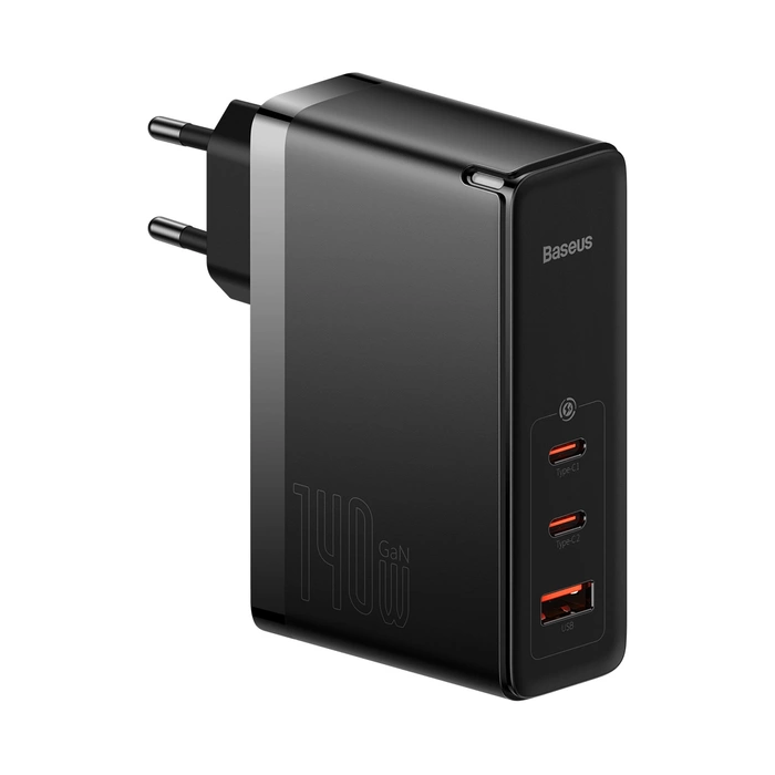 Wall charger Baseus GaN5 Pro 2xUSB-C + USB, 140W (black)