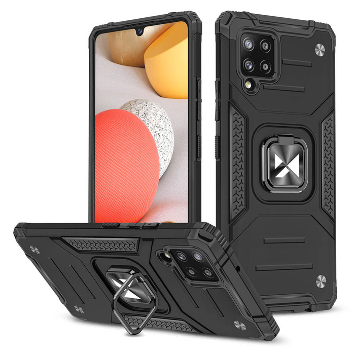 Wozinsky Ring Armor Tough Hybrid Case Cover + magnetický držák pro Samsung Galaxy A42 5G černý