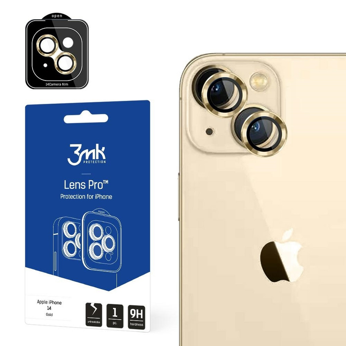 3mk Lens Protection Pro iPhone 14 Max 6.7" gold/gold Protection for camera lens with mounting frame 1pc.