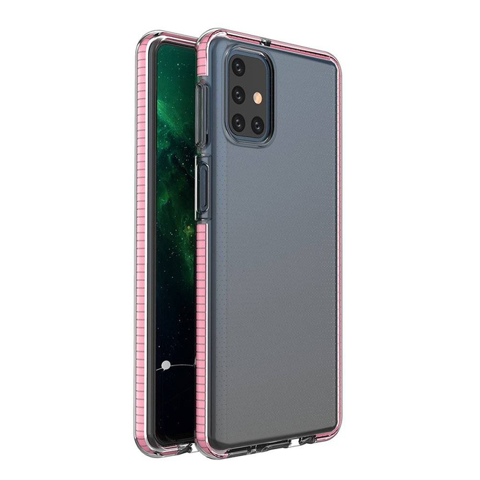 Pružinový Case gelový kryt pouzdro s barevným rámečkem pro Samsung Galaxy M31s světle růžový