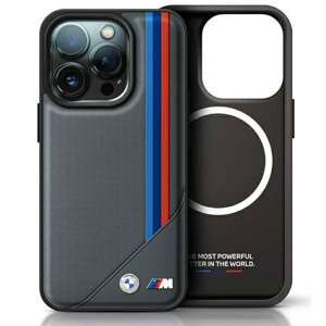 Coque BMW iPhone 16 Pro Max 6.9" anthracite/antracite durcase M Meshed Tricolor Stripes MagSafe