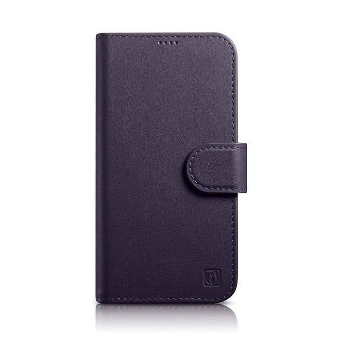 iCarer Wallet Case 2in1 case iPhone 14 Leather Flip Cover Anti-RFID morado oscuro (WMI14220725-DP)