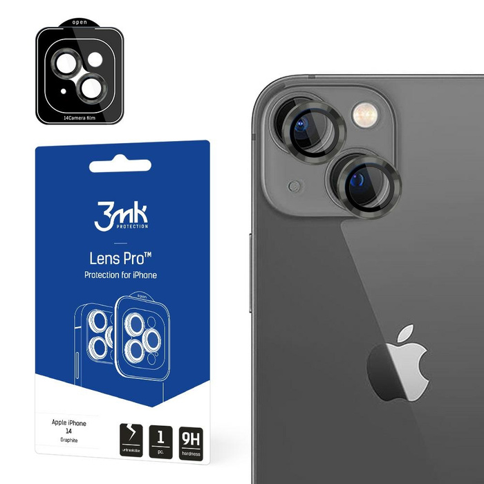 3mk Lens Protection Pro iPhone 14 6.1" graphite/graphite Protection for camera lens with mounting frame 1pc.