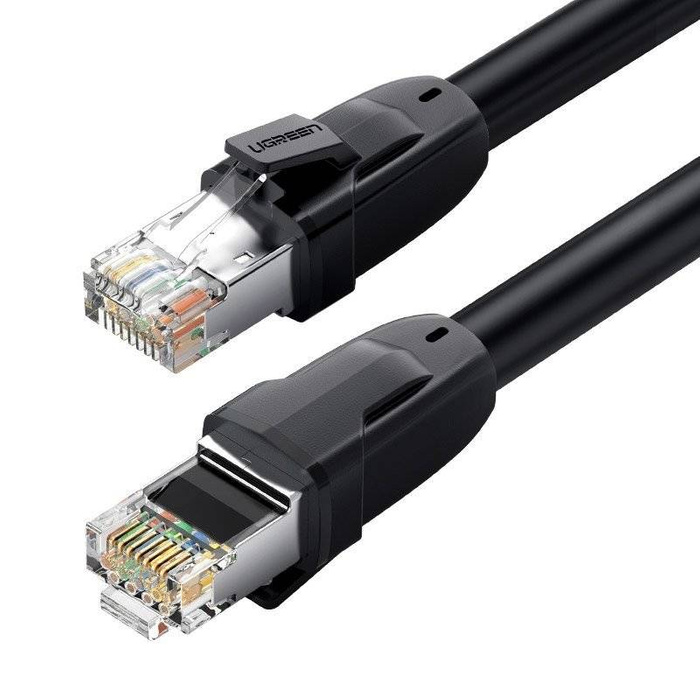 Ugreen kabel internetový síťový kabel Ethernet patchcord RJ45 Cat 8 T568B 2m černý (70329)