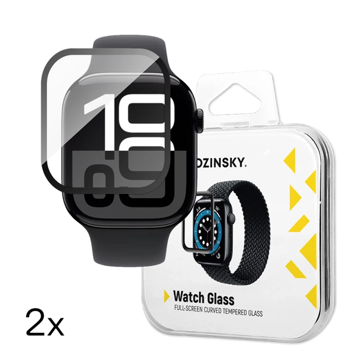 Wozinsky Full Glue Tempered Glass with Black Frame for Apple Watch Series 10 42mm (2 pcs.)