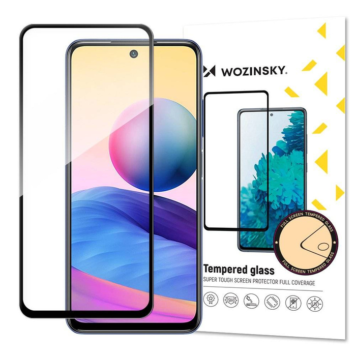 Wozinsky Super Tough Full Glue Tempered Glass Vollbild mit Rahmen Case Friendly Xiaomi Redmi Note 10 5G / Poco M3 Pro Schwarz