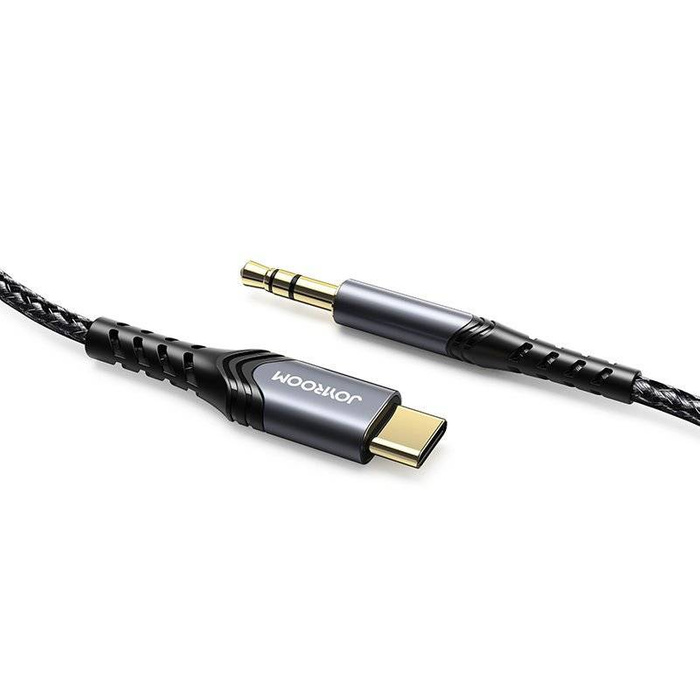 Joyroom kabel stereo audio AUX 3,5 mm mini jack - USB typu C pro telefon tablet 2 m černý (SY-A03)