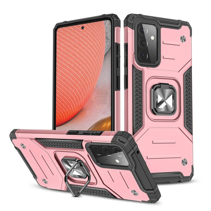 Housse hybride rigide Wozinsky Ring Armor + support magnétique pour Samsung Galaxy A72 4G rose