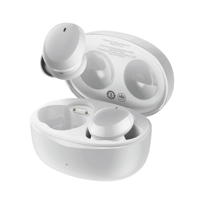 Baseus Bowie E2 TWS Bluetooth 5.2 Wireless Earphones Waterproof IP55 White (NGTW090002)