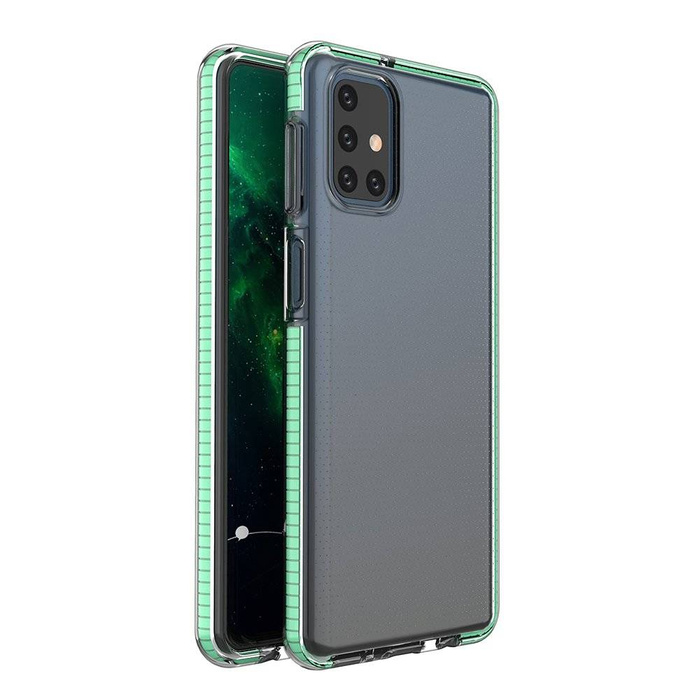 Pružinový Case gelový kryt pouzdro s barevným rámečkem pro Samsung Galaxy M51 mint