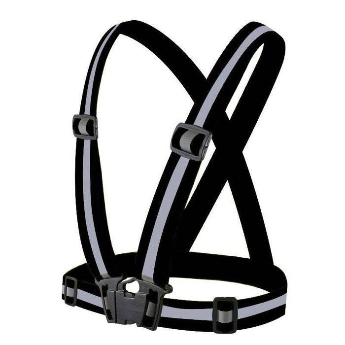 Unisex Adjustable Reflective Safety Harness Vest Black