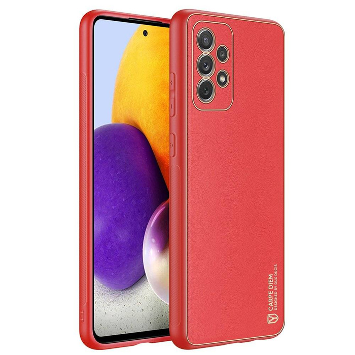 Elegante custodia Dux Ducis Yolo realizzata in morbido TPU e pelle PU per Samsung Galaxy A72 4G rosso