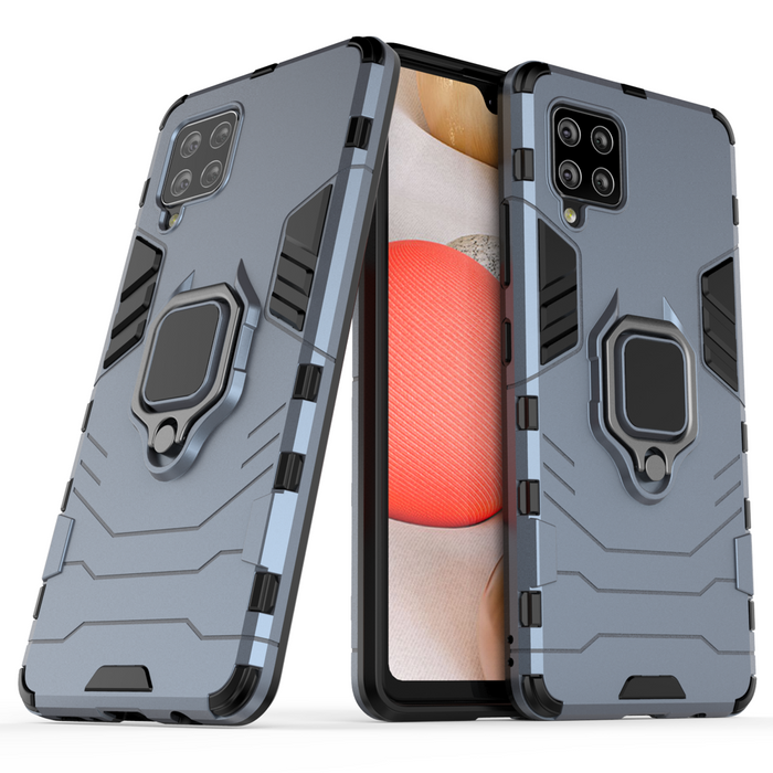 Ring Armor robuste Kickstand TPU/PC Panzer Handyhülle Hard Case für Samsung Galaxy A42 5G blau