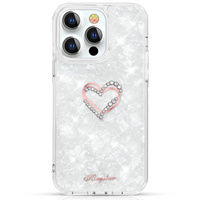 Cover Kingxbar Epoxy Series con cristalli originali Swarovski iPhone 13 Pro bianco