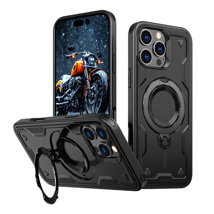 Hybrid Armor Trendy Hülle mit MagSafe für iPhone 16 Pro – Schwarz